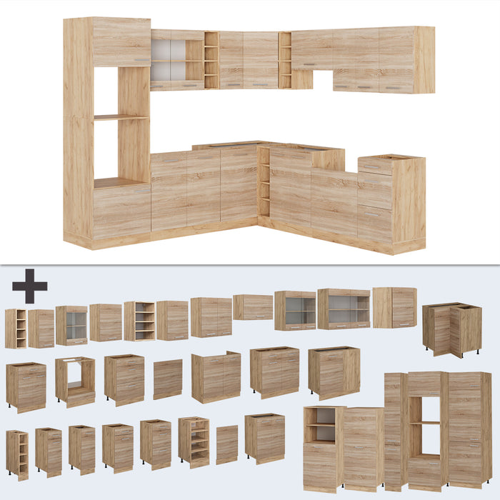 Vicco Cucina angolare completa Rovere Sonoma/Goldkraft 237 x 247 cm , PL Marmo