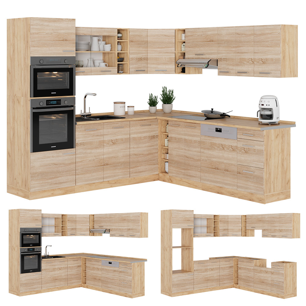 Vicco Cucina angolare completa Rovere Sonoma/Goldkraft 237 x 247 cm , PL Antracite