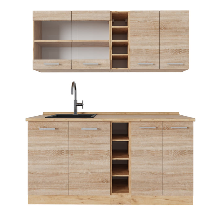 Vicco Cucina completa Rovere Sonoma/Goldkraft 160 cm senza piano di lavoro