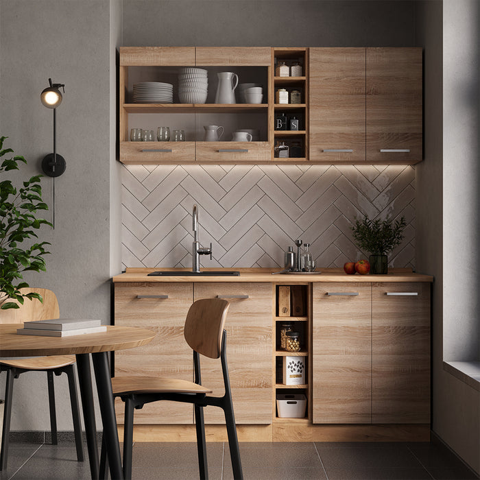Vicco Cucina completa Rovere Sonoma/Goldkraft 160 cm senza piano di lavoro