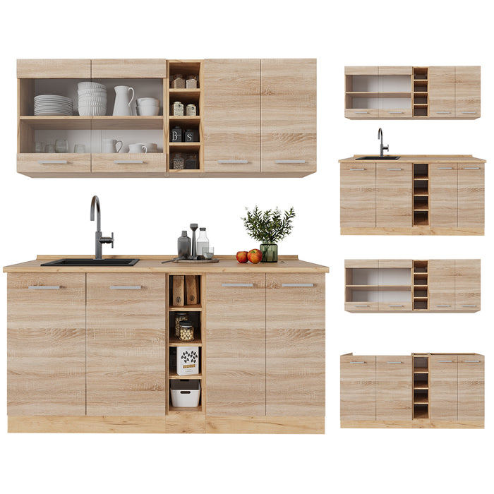 Vicco Cucina completa Rovere Sonoma/Goldkraft 160 cm senza piano di lavoro