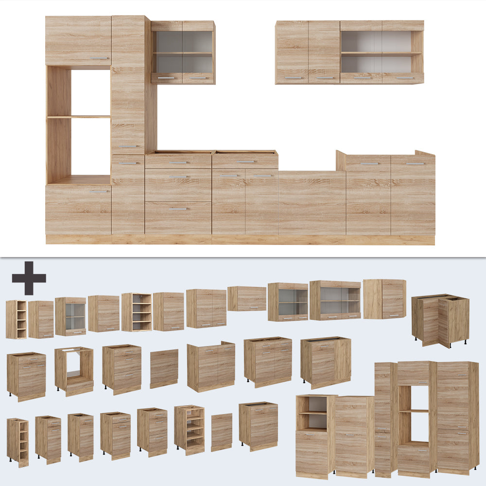 Vicco Cucina completa Rovere Sonoma/Goldkraft 350 cm , PL Marmo