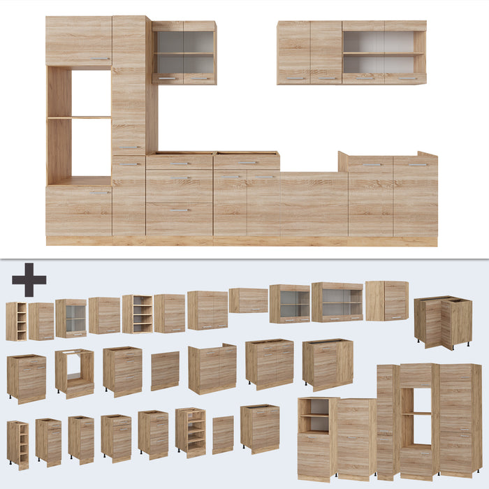 Vicco Cucina completa Rovere Sonoma/Goldkraft 350 cm , PL Marmo