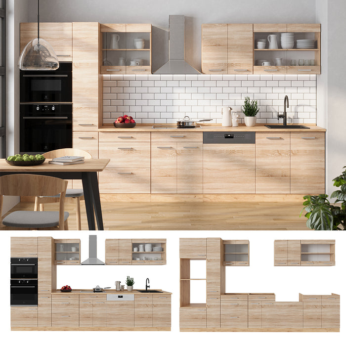 Vicco Cucina completa  Rovere Sonoma/Goldkraft 350 cm , PL Antracite