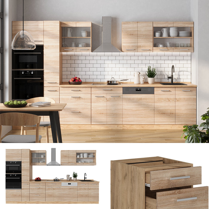 Vicco Cucina completa  Rovere Sonoma/Goldkraft 350 cm , PL Antracite