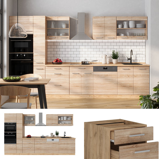 Vicco Cucina completa  Rovere Sonoma/Goldkraft 350 cm , PL Rovere