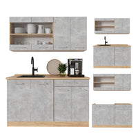 Vicco Cucina monoblocco Calcestruzzo/quercia dorata 140 cm , PL Antracite