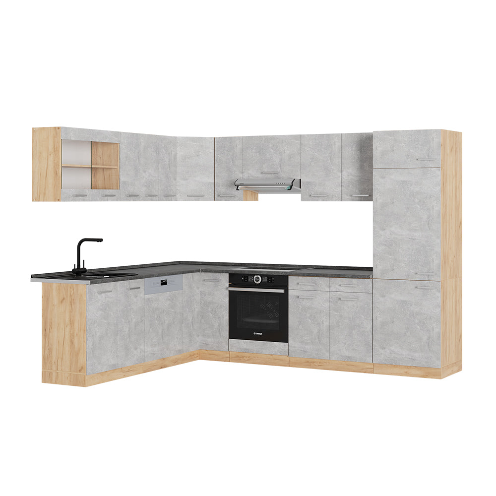 Vicco Cucina angolare completa Calcestruzzo/quercia dorata 227 x 287 cm , PL Antracite