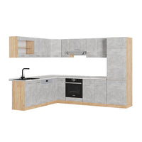 Vicco Cucina angolare completa Calcestruzzo/quercia dorata 227 x 287 cm , PL Marmo