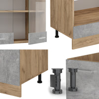 Vicco Cucina angolare completa Calcestruzzo/quercia dorata 227 x 287 cm senza piano di lavoro