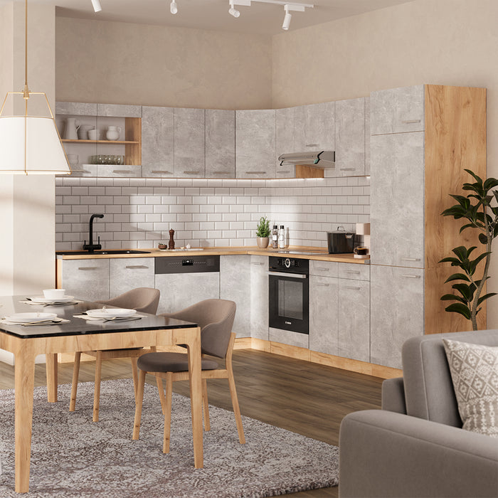 Vicco Cucina angolare completa Calcestruzzo/quercia dorata 227 x 287 cm , PL Antracite