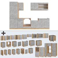Vicco Cucina componibile Calcestruzzo/quercia dorata 300 cm , PL Rovere