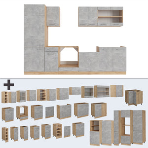 Vicco Cucina componibile Calcestruzzo/quercia dorata 300 cm , PL Rovere