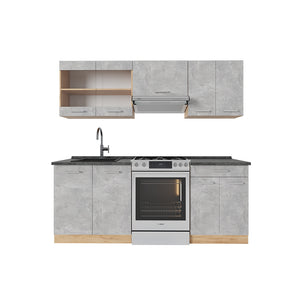 Vicco Cucina componibile Calcestruzzo/quercia dorata 200 cm , PL Antracite