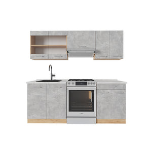 Vicco Cucina componibile Calcestruzzo/quercia dorata 200 cm , PL Marmo