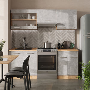 Vicco Cucina componibile Calcestruzzo/quercia dorata 200 cm , PL Antracite