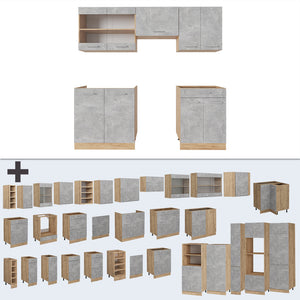 Vicco Cucina componibile Calcestruzzo/quercia dorata 200 cm , PL Antracite