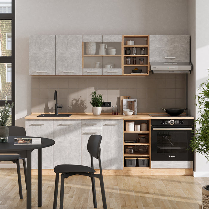 Vicco Cucina componibile Calcestruzzo/quercia dorata 240 cm , PL Rovere