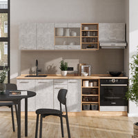 Vicco Cucina componibile Calcestruzzo/quercia dorata 240 cm senza piano di lavoro