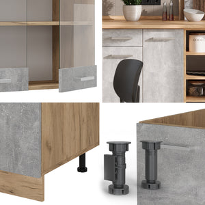 Vicco Cucina componibile Calcestruzzo/quercia dorata 240 cm , PL Rovere