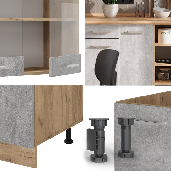 Vicco Cucina componibile Calcestruzzo/quercia dorata 240 cm , PL Rovere