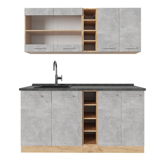 Vicco Cucina completa Calcestruzzo/quercia dorata 160 cm , PL Antracite