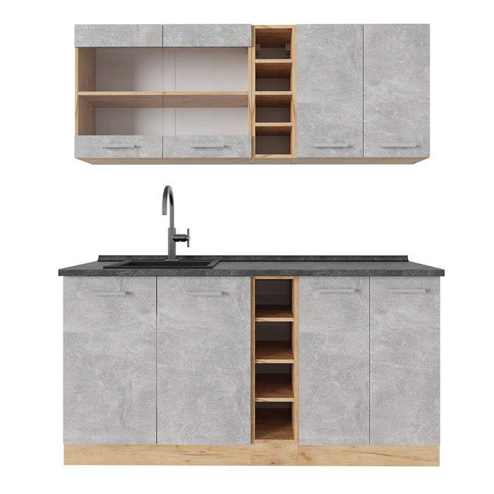 Vicco Cucina completa Calcestruzzo/quercia dorata 160 cm , PL Antracite