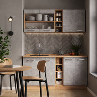 Vicco Cucina completa Calcestruzzo/quercia dorata 160 cm , PL Antracite