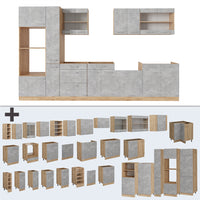 Vicco Cucina completa  Calcestruzzo/quercia dorata 350 cm , PL Rovere