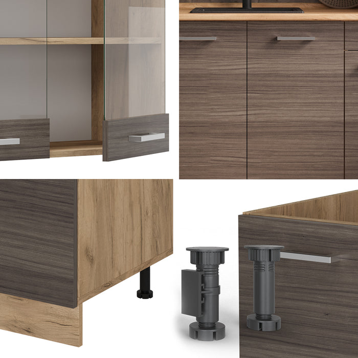 Vicco Cucina monoblocco Grigio nobile/rovere dorato 140 cm , PL Rovere