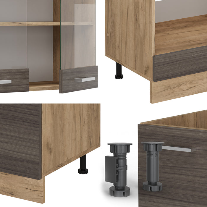 Vicco Cucina angolare completa Grigio nobile/rovere dorato 227 x 287 cm , PL Rovere