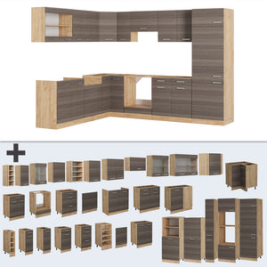 Vicco Cucina angolare completa Grigio nobile/rovere dorato 227 x 287 cm , PL Rovere