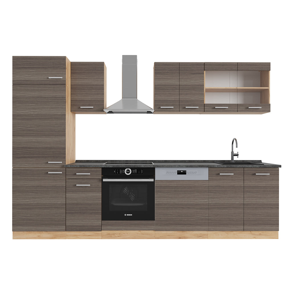 Vicco Cucina componibile Grigio nobile/rovere dorato 300 cm , PL Antracite