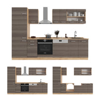 Vicco Cucina componibile Grigio nobile/rovere dorato 300 cm senza piano di lavoro