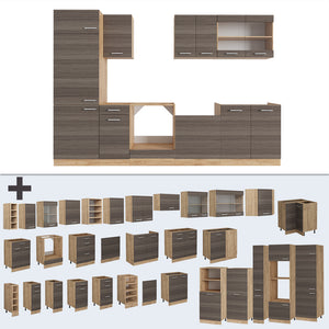 Vicco Cucina componibile Grigio nobile/rovere dorato 300 cm , PL Antracite