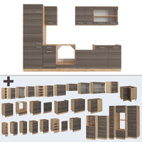 Vicco Cucina componibile Grigio nobile/rovere dorato 300 cm senza piano di lavoro