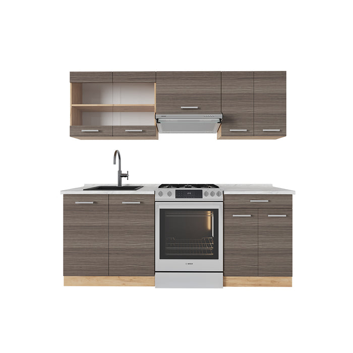 Vicco Cucina componibile Grigio nobile/rovere dorato 200 cm , PL Marmo