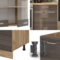 Vicco Cucina componibile Grigio nobile/rovere dorato 200 cm , PL Marmo