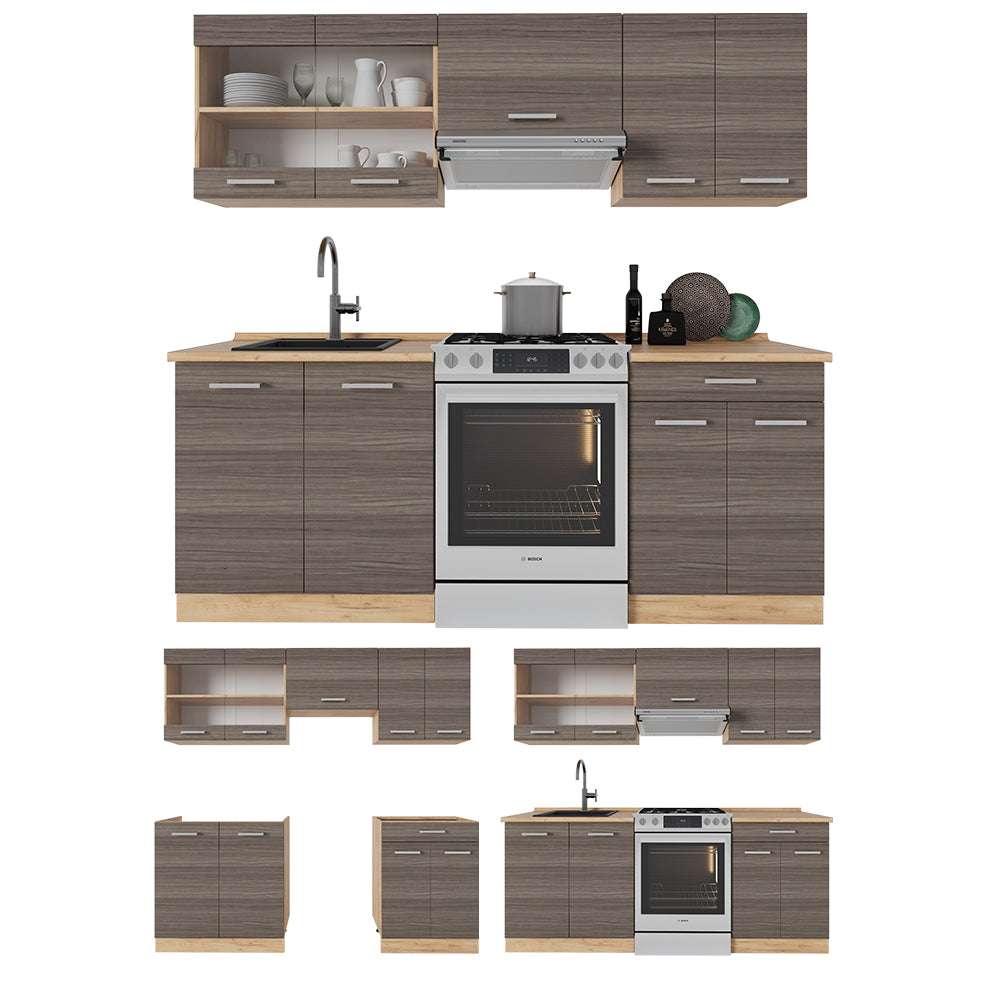 Vicco Cucina componibile Grigio nobile/rovere dorato 200 cm , PL Rovere