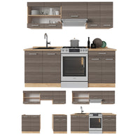 Vicco Cucina componibile Grigio nobile/rovere dorato 200 cm , PL Marmo