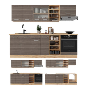 Vicco Cucina componibile Grigio nobile/rovere dorato 240 cm , PL Rovere