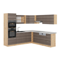 Vicco Cucina angolare completa Grigio nobile/rovere dorato 237 x 247 cm , PL Marmo