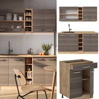 Vicco Cucina completa Grigio nobile/rovere dorato 160 cm , PL Marmo