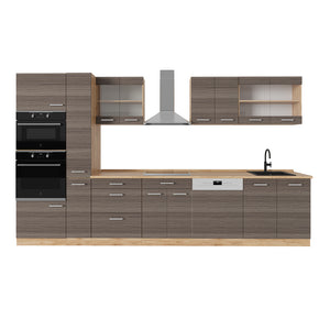 Vicco Cucina componibile Grigio nobile/rovere dorato 350 cm senza piano di lavoro
