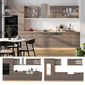 Vicco Cucina completa  Grigio nobile/rovere dorato 350 cm , PL Antracite