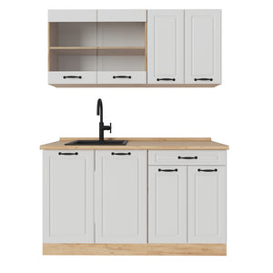 Vicco Cucina monoblocco Casa di campagna bianca/quercia dorata 140 cm , PL Rovere