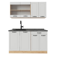 Vicco Cucina monoblocco Casa di campagna bianca/quercia dorata 140 cm , PL Antracite