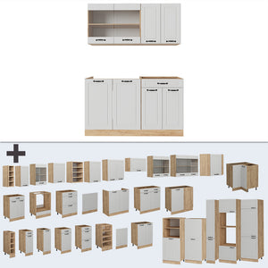 Vicco Cucina completa Casa di campagna bianca/quercia dorata 140 cm senza piano di lavoro