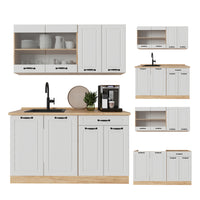 Vicco Cucina completa Casa di campagna bianca/quercia dorata 140 cm senza piano di lavoro