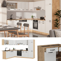 Vicco Cucina angolare completa Casa di campagna bianca/quercia dorata 227 x 287 cm , PL Antracite